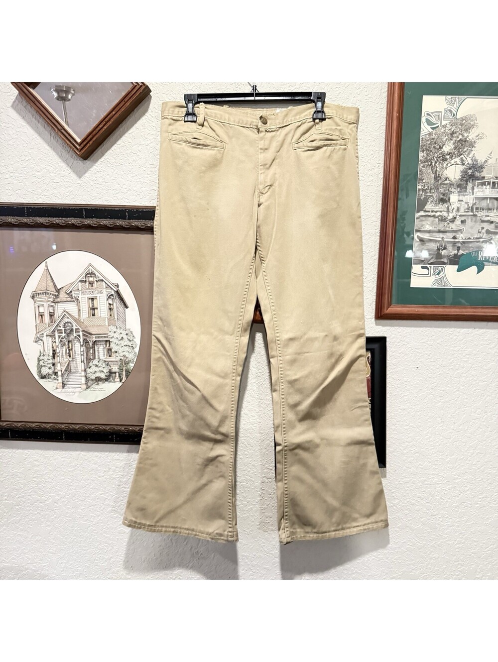 Vintage 70s Landlubber Bell Bottom Wide Leg Jeans Hippie Flare Size 34x31